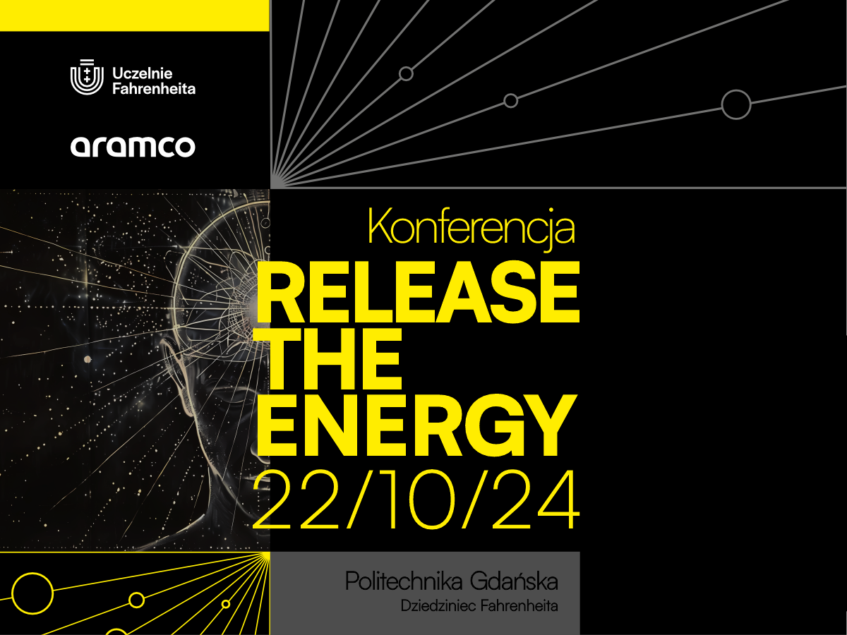 Plakat z napisem Release the Energy, datą 22.10.2024 i lokalizacją na PG