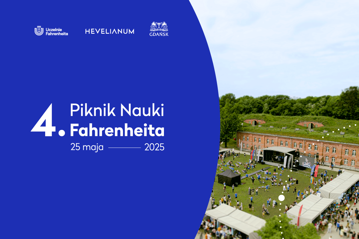oficjalny baner 4. Pikniku Nauki Fahrenheita z widokiem majdanu Hevelianum