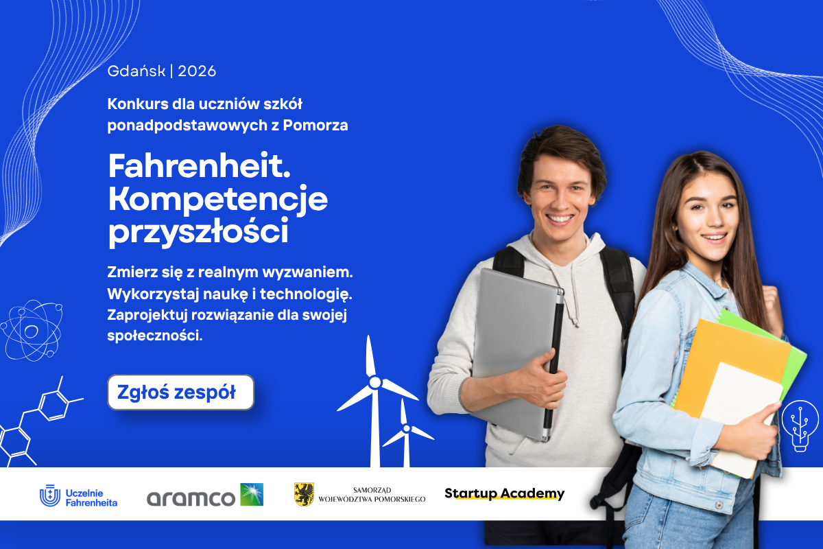 baner z informacjami o konkursie Fahrenheit. Kompetencje przyszłości