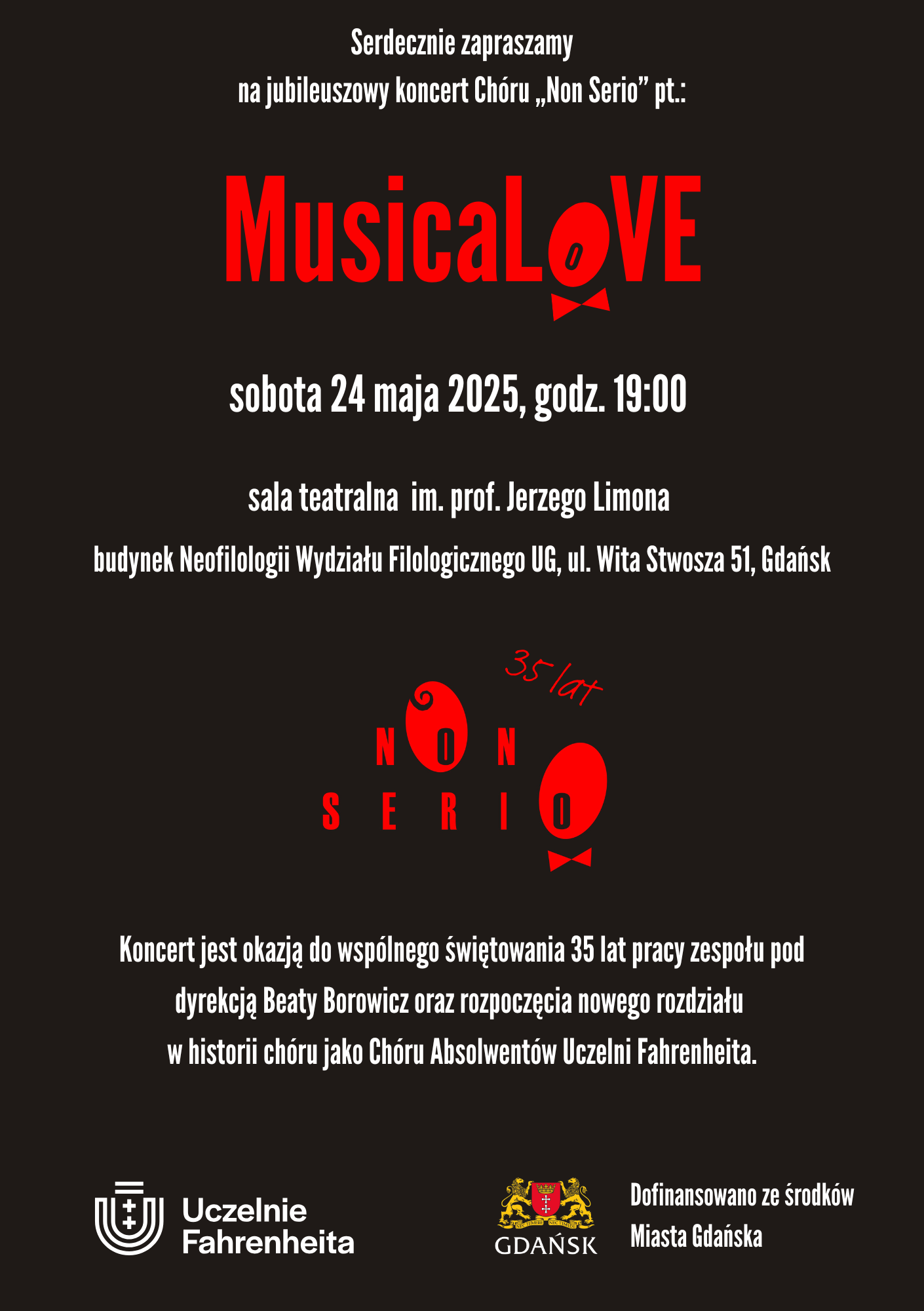 zaproszenie na koncert MusicaLOVE Chóru Non Serio