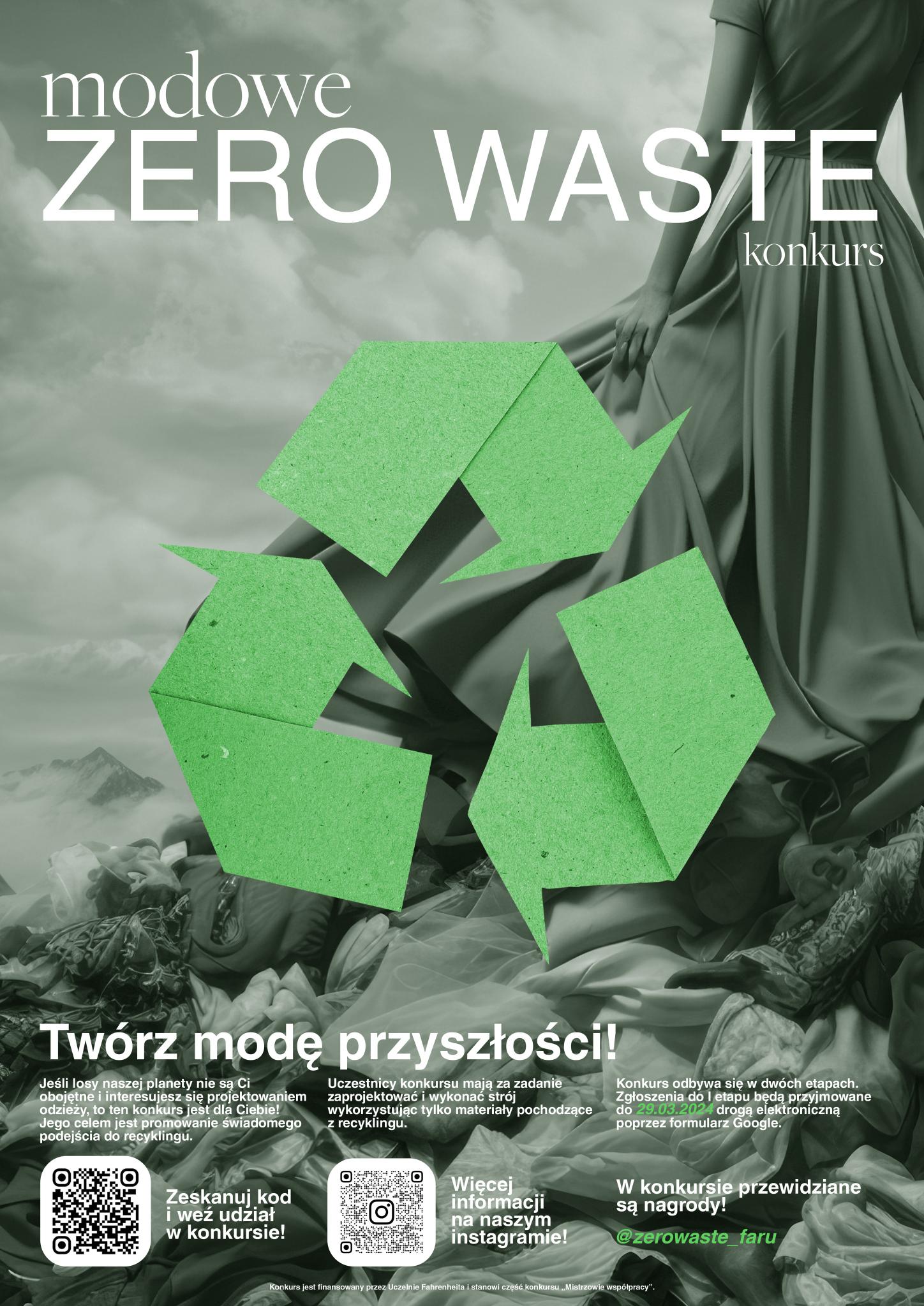 Plakat - nabór do pokazu mody zero waste w ramach projektu MODOWE ZERO WASTE